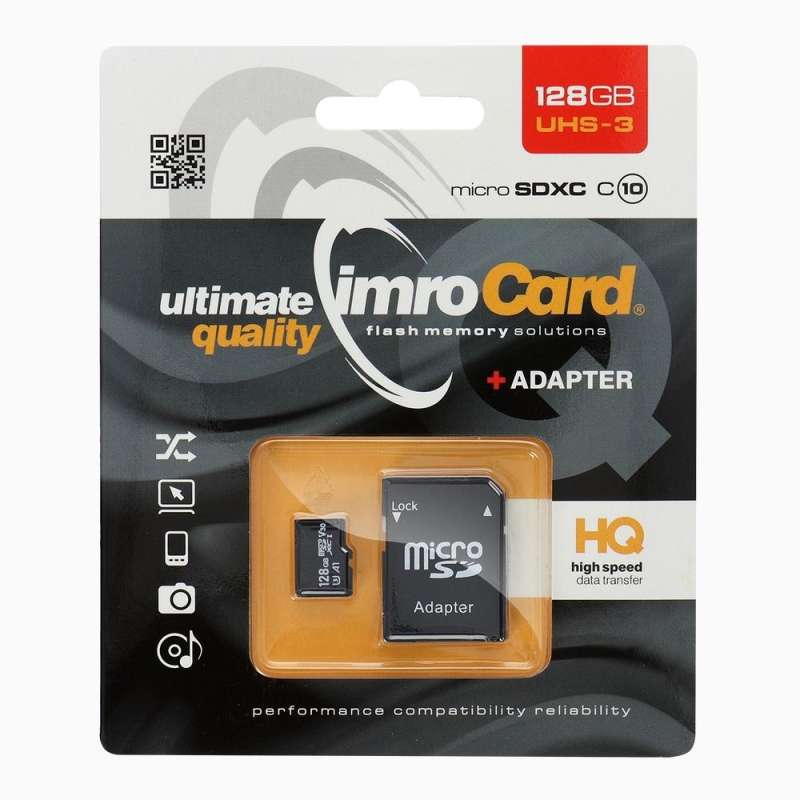 SPOTT-GR IMRO microSD - Κάρτα Μνήμης 128GB 100MB/s Class 10 UHS-III 4K με Αντάπτορα SD
