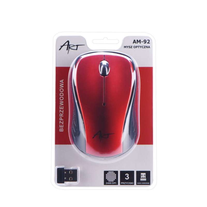 SPOTT-GR Art wireless computer mouse 2400 dpi AM-92 - Κόκκινη
