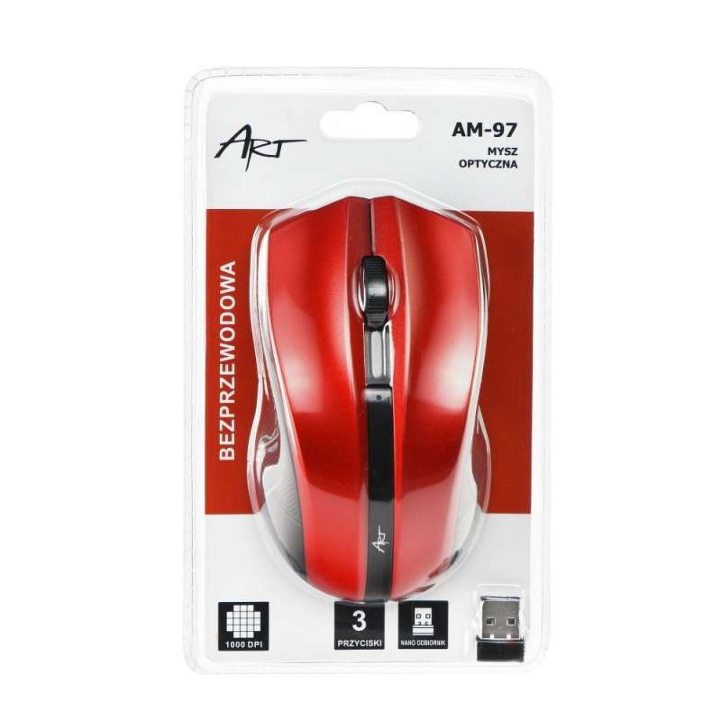 SPOTT-GR Art wireless computer mouse 2,4G 1000 dpi AM-97 - Κόκκινη
