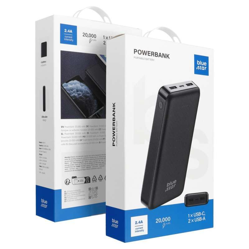 SPOTT-GR Blue Star W2015 - Power Bank 20000mAh 2.1A - Μαύρο