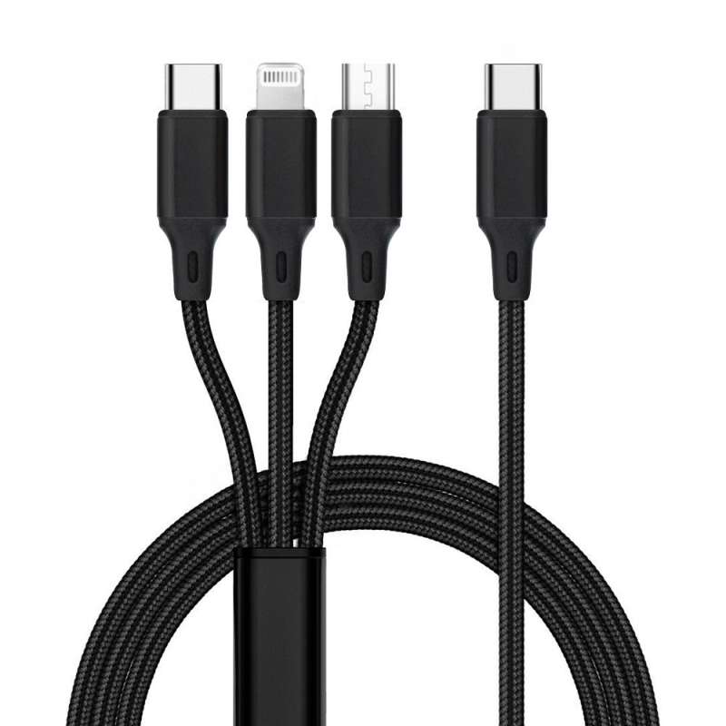 SPOTT-GR OEM C171 - Καλώδιο 3 σε 1 Type-C σε Lightning / Type-C / Micro USB 2.4A 1.2m - Μαύρο