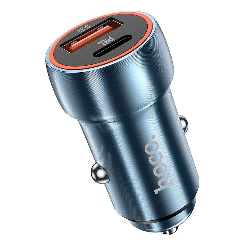 SPOTT-GR Hoco Z46A - Φορτιστής Αυτοκινήτου με Υποδοχές USB-A / Type-C (PD Quick Charge 3.0 3A 20W) σε Μπλε Xρώμα