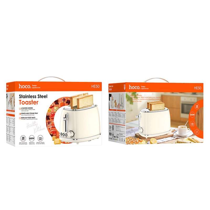 SPOTT-GR Hoco HE50 Retro - Φρυγανιέρα 2 Θέσεων 850W - Άσπρη