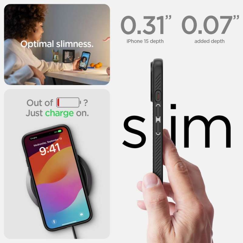 SPOTT-GR Spigen Liquid Air - Ανθεκτική Θήκη για Apple iPhone 15 - Μαύρη