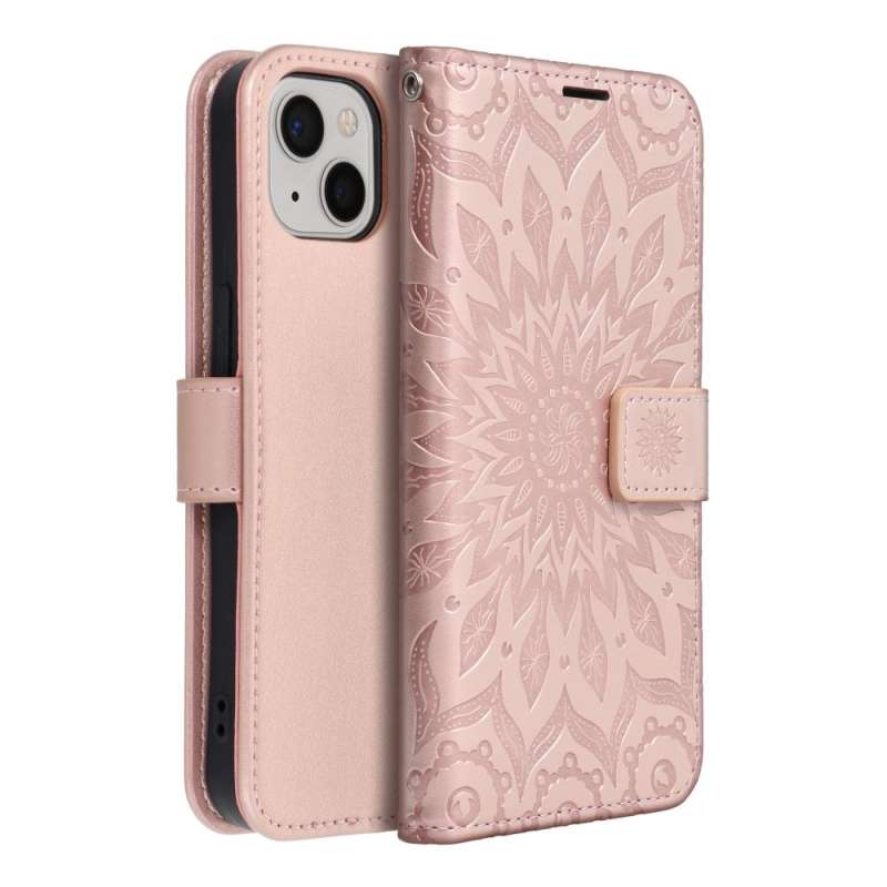 SPOTT-GR Mezzo Book Case - Θήκη Πορτοφόλι για Apple iPhone 13 (Σχέδιο Flower) - Ροζ