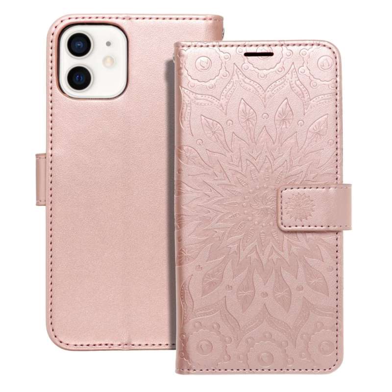 SPOTT-GR Mezzo Book Case - Θήκη Πορτοφόλι για Apple iPhone 12 / 12 Pro (Σχέδιο Flower) - Ροζ