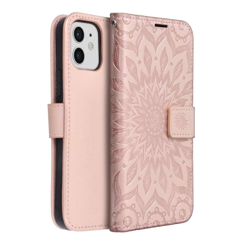 SPOTT-GR Mezzo Book Case - Θήκη Πορτοφόλι για Apple iPhone 12 / 12 Pro (Σχέδιο Flower) - Ροζ