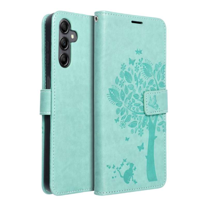 SPOTT-GR Mezzo Book Case - Θήκη Πορτοφόλι για Samsung Galaxy A14 4G / A14 5G (Σχέδιο Τree) - Πράσινη