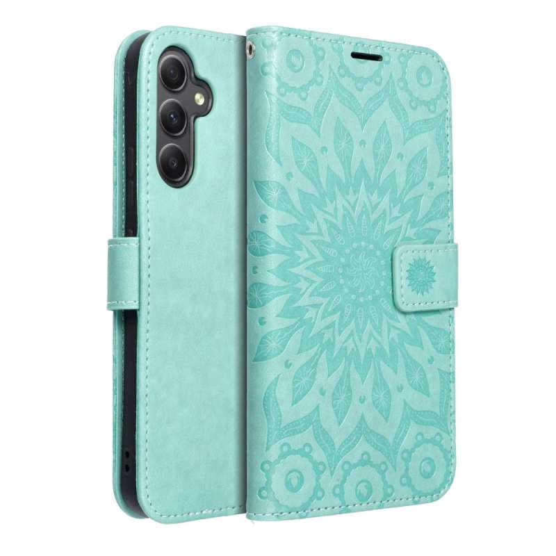 SPOTT-GR Mezzo Book Case - Θήκη Πορτοφόλι για Samsung Galaxy A34 5G (Σχέδιο Flower) - Πράσινη