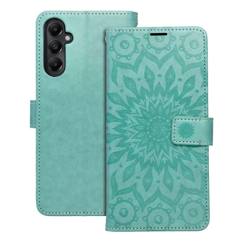 SPOTT-GR Mezzo Book Case - Θήκη Πορτοφόλι για Samsung Galaxy A05s (Σχέδιο Flower) - Πράσινη