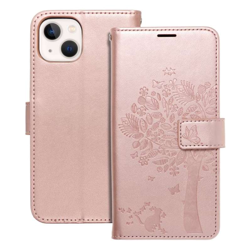 SPOTT-GR Mezzo Book Case - Θήκη Πορτοφόλι για Apple iPhone 13 (Σχέδιο Τree) - Ροζ