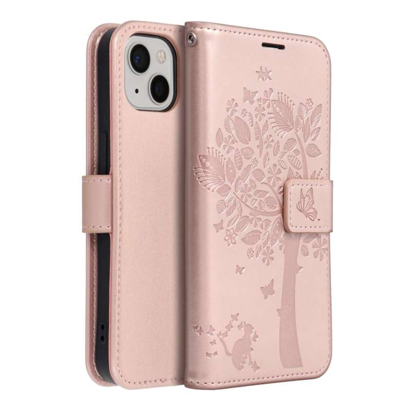SPOTT-GR Mezzo Book Case - Θήκη Πορτοφόλι για Apple iPhone 13 (Σχέδιο Τree) - Ροζ