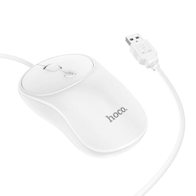 SPOTT-GR Hoco GM13 - Ενσύρματο Ποντίκι USB-A 1.5m 1600 dpi - Άσπρo