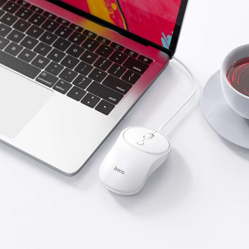 SPOTT-GR Hoco GM13 - Ενσύρματο Ποντίκι USB-A 1.5m 1600 dpi - Άσπρo