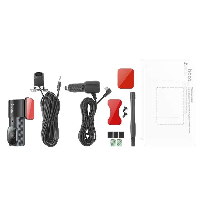 SPOTT-GR Hoco DV8 - Σετ Κάμερας Αυτοκινήτου DVR με Ανάλυση 2K και Κάμερα Οπισθοπορείας σε Μαύρο Χρώμα