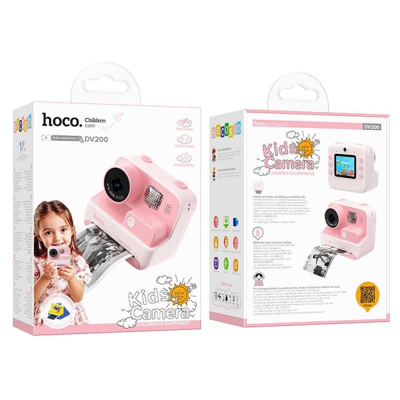 SPOTT-GR Hoco DV200 - Παιδική Φωτογραφική Μηχανή 48MP με Εκτυπωτή - Ροζ