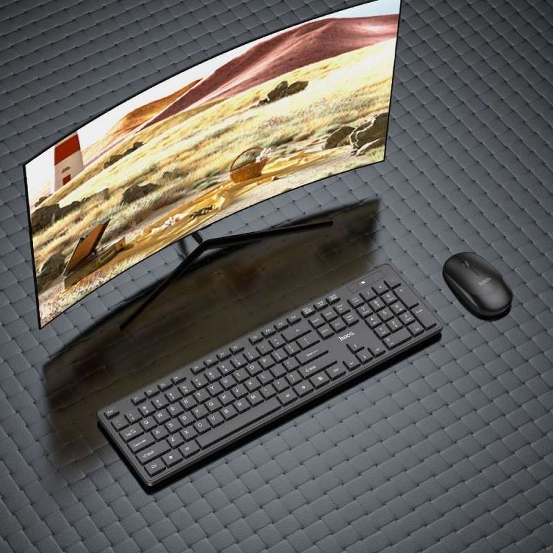 SPOTT-GR Hoco GM17 - Ασύρματο Πληκτρολόγιο QWERTY Σετ με Ποντίκι σε Μαύρο Χρώμα