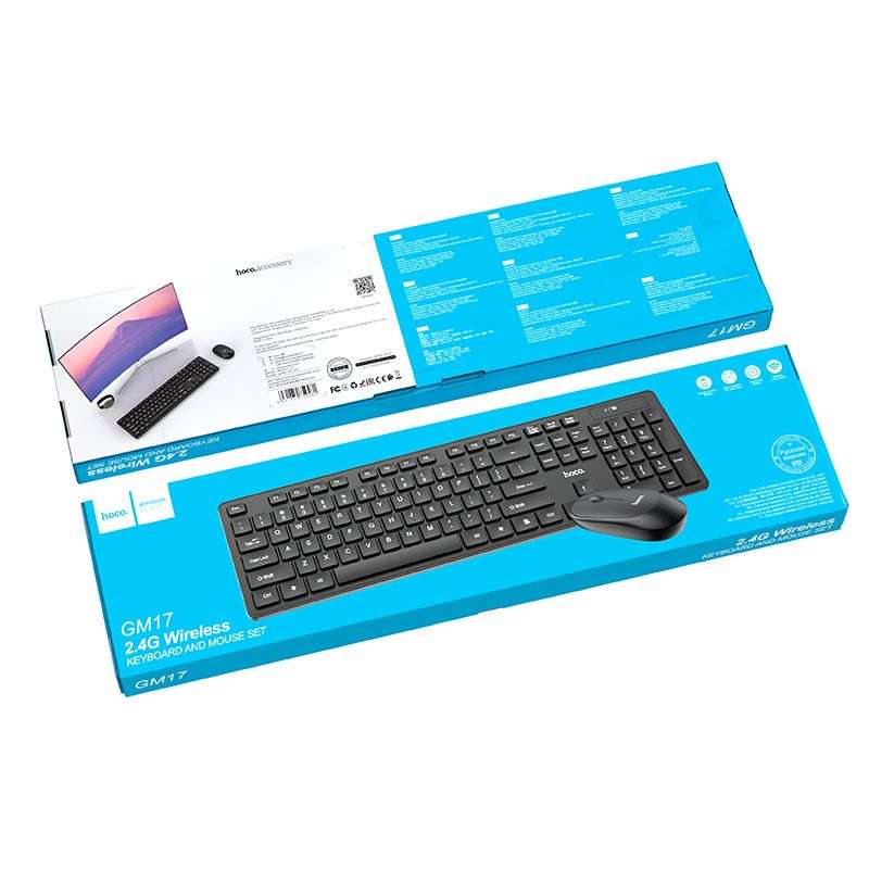 SPOTT-GR Hoco GM17 - Ασύρματο Πληκτρολόγιο QWERTY Σετ με Ποντίκι σε Μαύρο Χρώμα