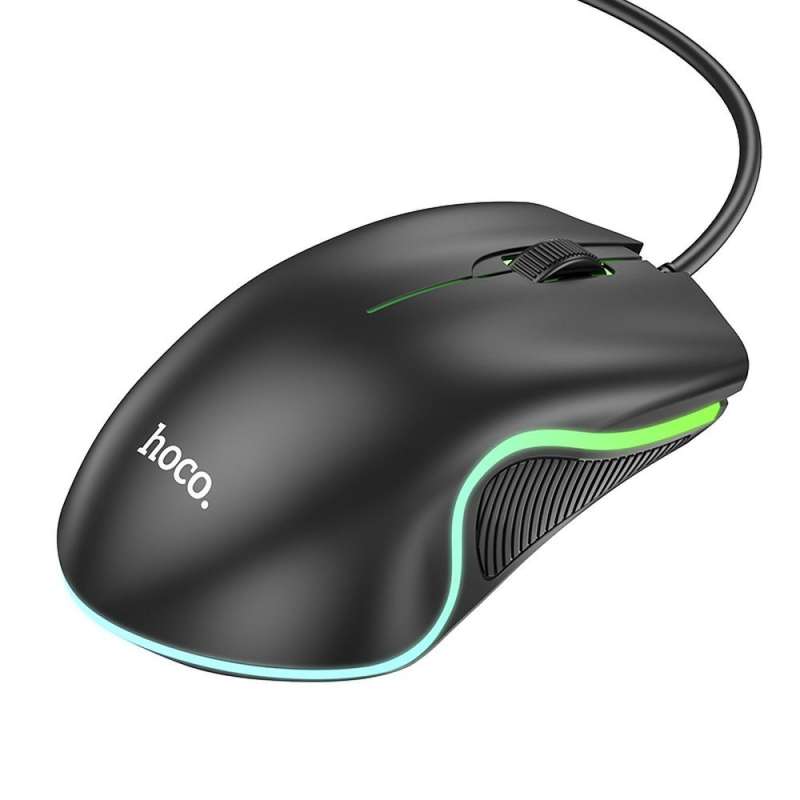 SPOTT-GR Hoco GM19 - Ενσύρματο Ποντίκι USB-A 1000 dpi με Φωτισμό σε Μαύρο Χρώμα