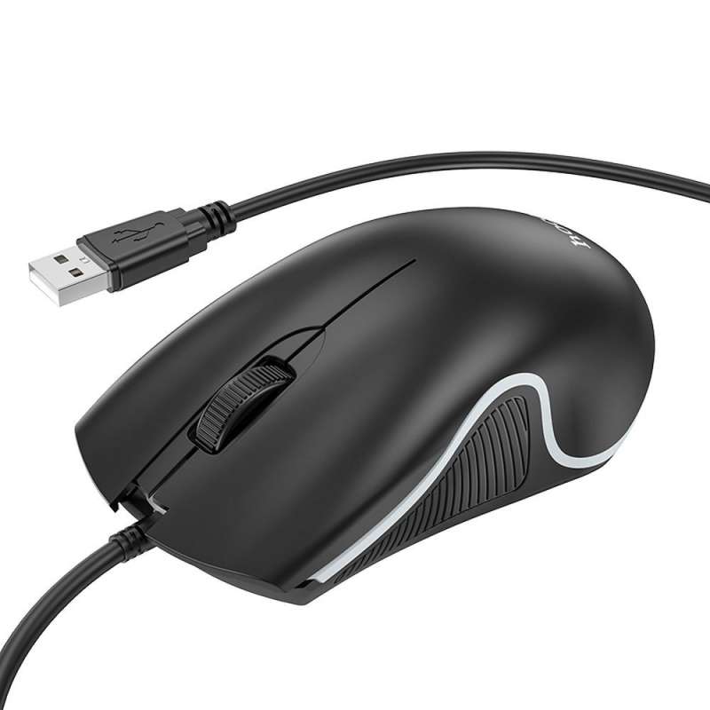SPOTT-GR Hoco GM19 - Ενσύρματο Ποντίκι USB-A 1000 dpi με Φωτισμό σε Μαύρο Χρώμα