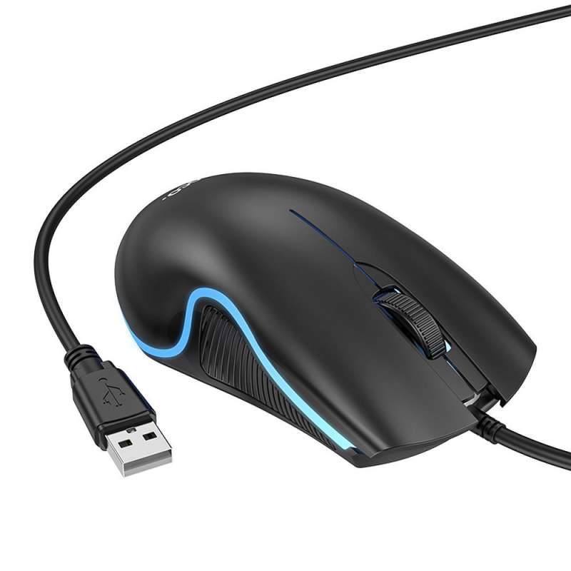 SPOTT-GR Hoco GM19 - Ενσύρματο Ποντίκι USB-A 1000 dpi με Φωτισμό σε Μαύρο Χρώμα