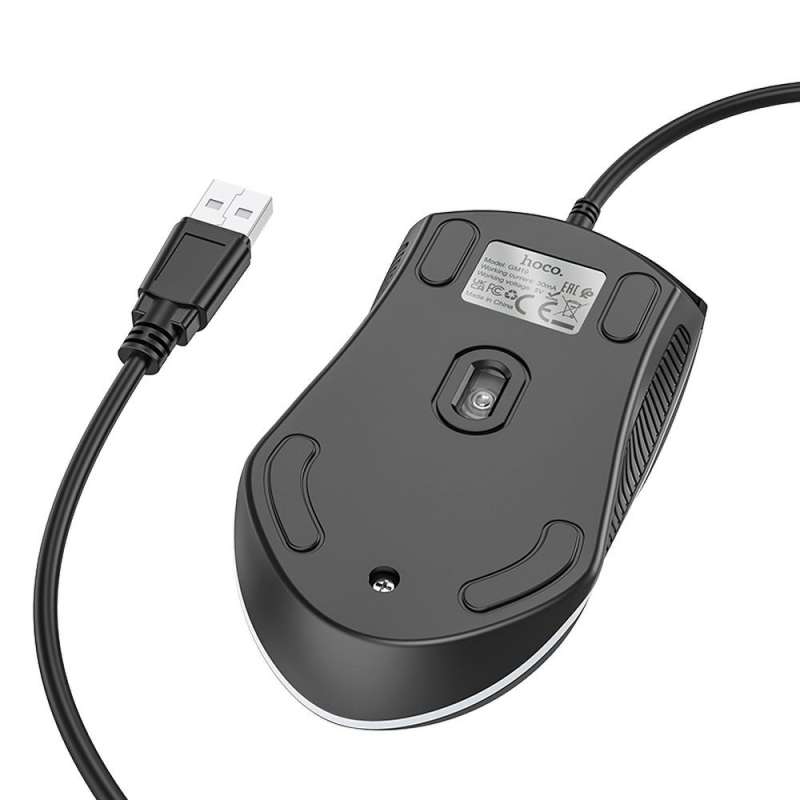 SPOTT-GR Hoco GM19 - Ενσύρματο Ποντίκι USB-A 1000 dpi με Φωτισμό σε Μαύρο Χρώμα