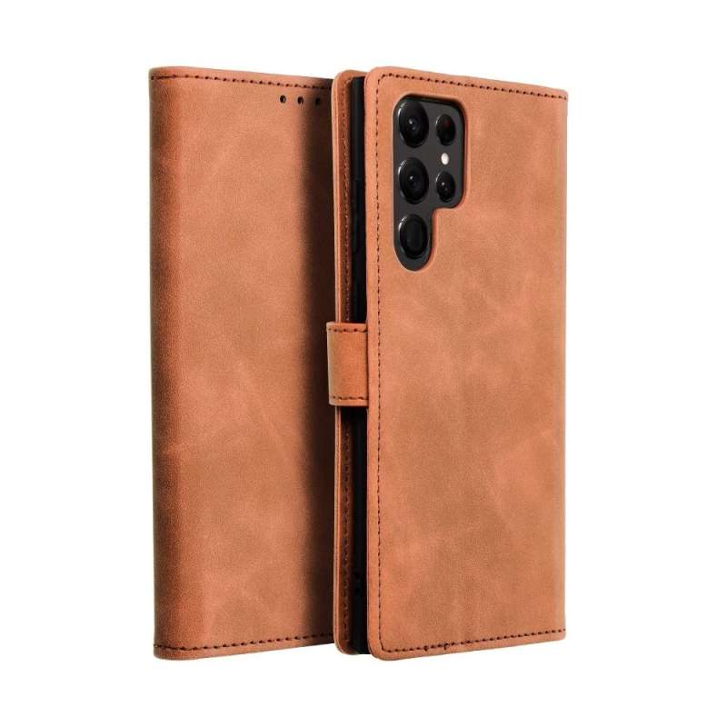 SPOTT-GR Tender Book Case - Θήκη Πορτοφόλι για Samsung Galaxy S22 Ultra - Καφέ