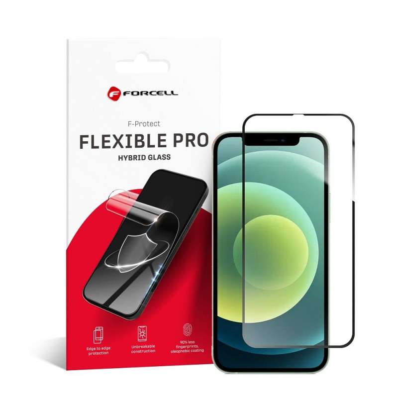 SPOTT-GR Forcell Flexible Nano Glass - Εύκαμπτο Τζαμάκι Οθόνης για Apple iPhone 12 / 12 Pro με Μαύρο Περίγραμμα