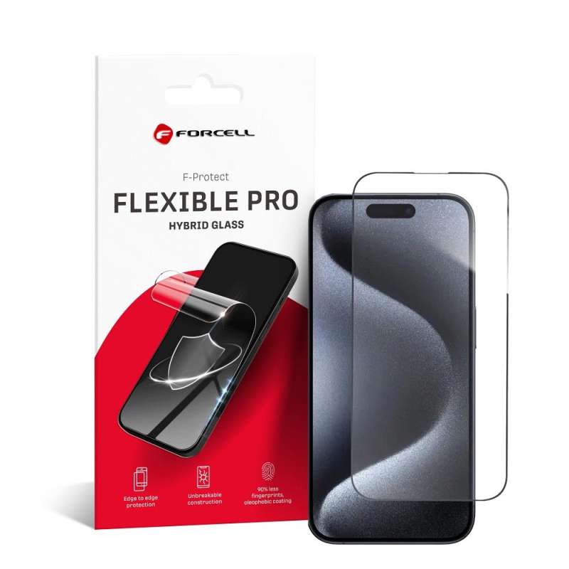 SPOTT-GR Forcell Flexible Nano Glass - Εύκαμπτο Τζαμάκι Οθόνης για Apple iPhone 15 Pro με Μαύρο Περίγραμμα