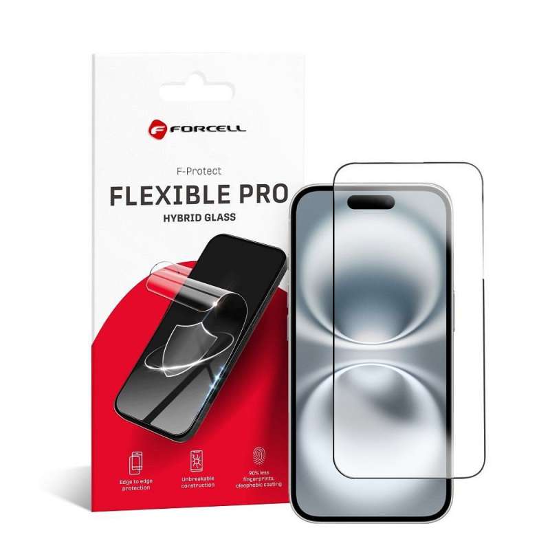 SPOTT-GR Forcell Flexible Nano Glass - Εύκαμπτο Τζαμάκι Οθόνης για Apple iPhone 16 με Μαύρο Περίγραμμα