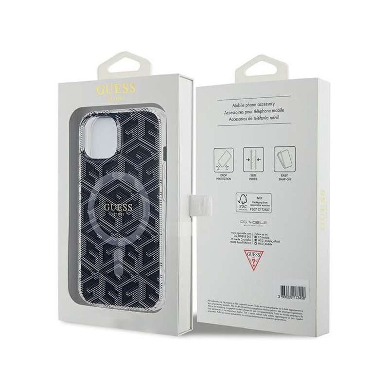 SPOTT-GR GUESS - Θήκη για Apple iPhone 15 Plus με Υποστήριξη MagSafe GUHMP15MHGCUSTGK (IML GCUBE) - Μαύρη