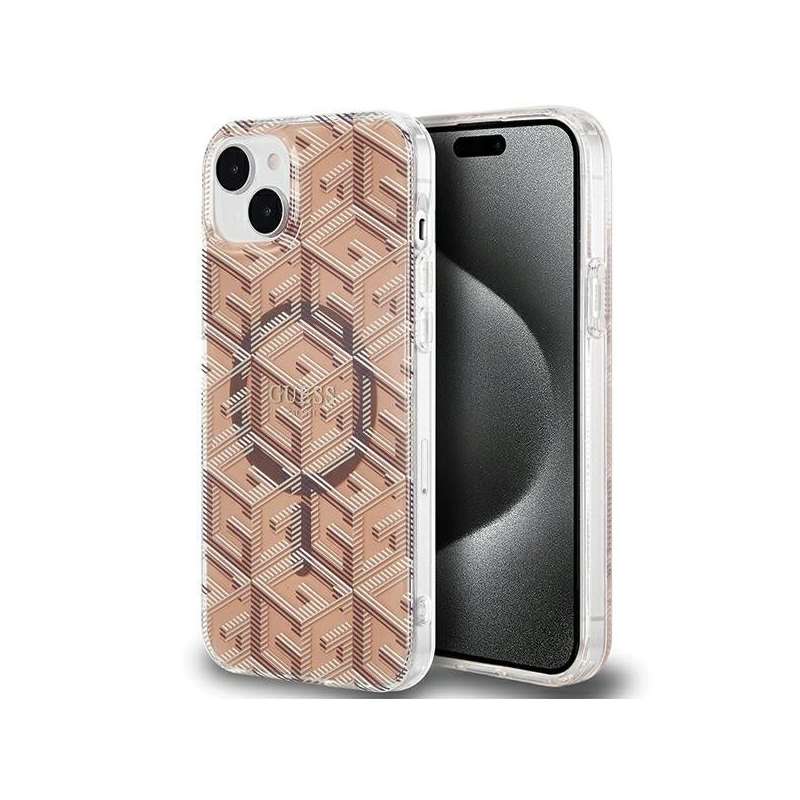 SPOTT-GR GUESS - Θήκη για Apple iPhone 15 με Υποστήριξη MagSafe (IML GCUBE) - Καφέ