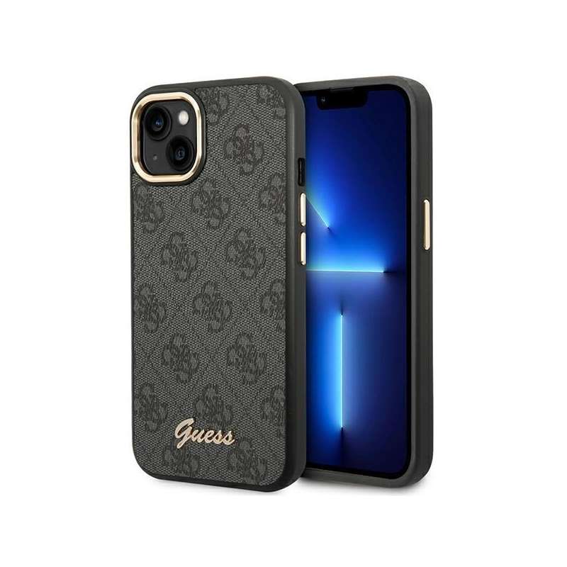 SPOTT-GR GUESS - Θήκη για Apple iPhone 13 / 14 / 15 (4G Vintage Gold Logo) - Μαύρη