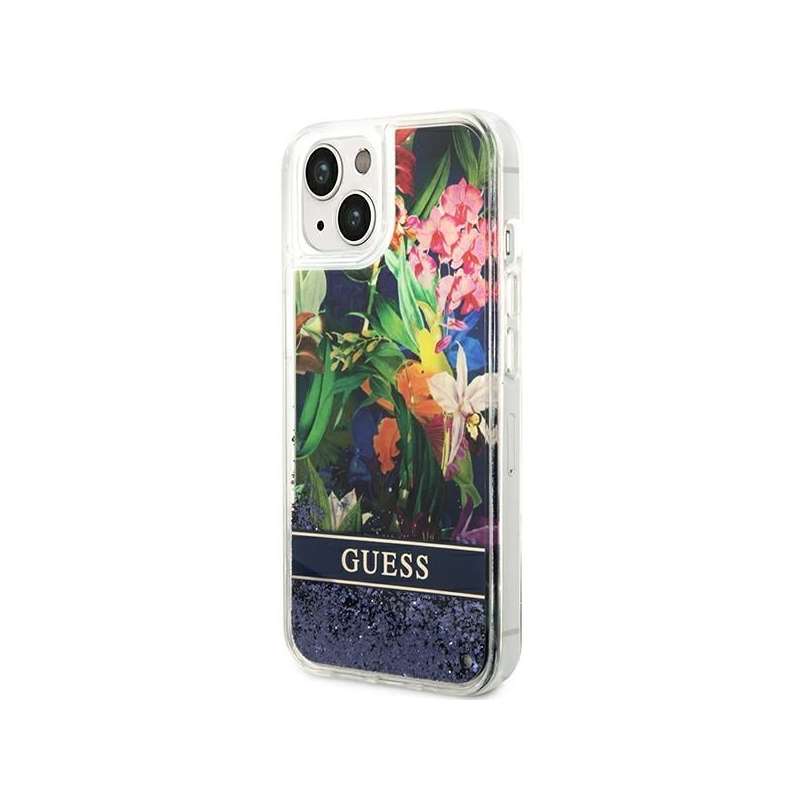 SPOTT-GR GUESS - Θήκη για Apple iPhone 13 / 14 / 15 (Flower Liquid Glitter) σε Μπλε Xρώμα