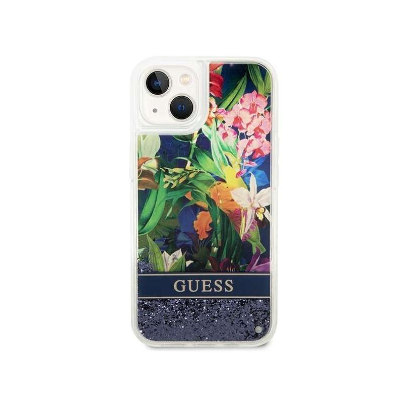SPOTT-GR GUESS - Θήκη για Apple iPhone 13 / 14 / 15 (Flower Liquid Glitter) σε Μπλε Xρώμα