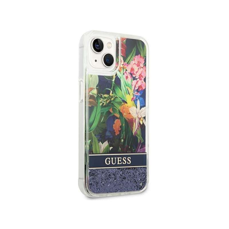SPOTT-GR GUESS - Θήκη για Apple iPhone 13 / 14 / 15 (Flower Liquid Glitter) σε Μπλε Xρώμα