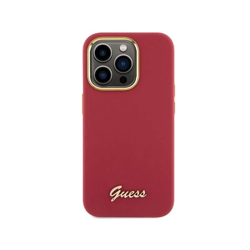 SPOTT-GR GUESS - Θήκη για Apple iPhone 15 Pro (Silicone Script Metal Logo & Frame) - Βυσσινί