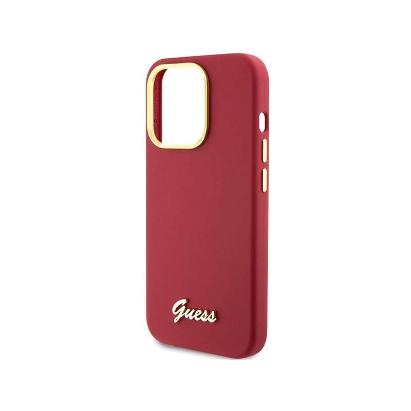 SPOTT-GR GUESS - Θήκη για Apple iPhone 15 Pro (Silicone Script Metal Logo & Frame) - Βυσσινί