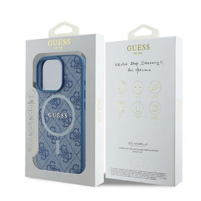 SPOTT-GR GUESS - Θήκη για Apple iPhone 16 Pro με Υποστήριξη MagSafe (PU 4G Ring Classic Logo) - Μπλε