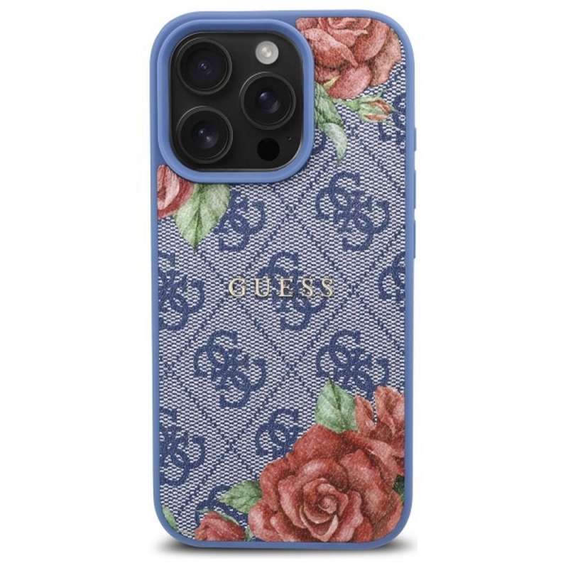 SPOTT-GR GUESS - Θήκη για Apple iPhone 16 Pro με Υποστήριξη MagSafe (4G Flowers Print) - Μπλε