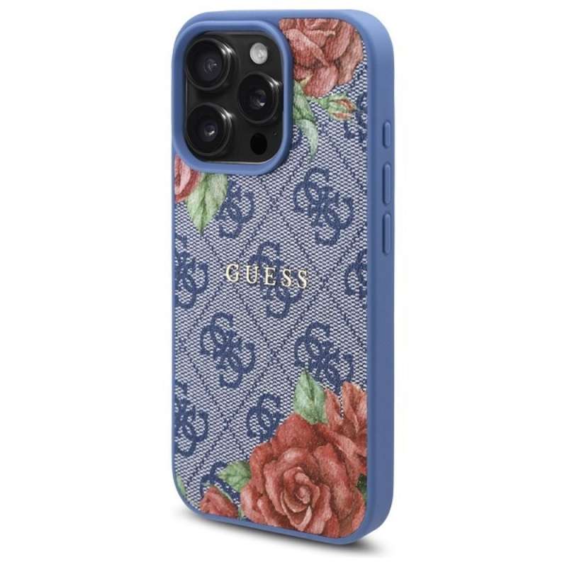 SPOTT-GR GUESS - Θήκη για Apple iPhone 16 Pro με Υποστήριξη MagSafe (4G Flowers Print) - Μπλε