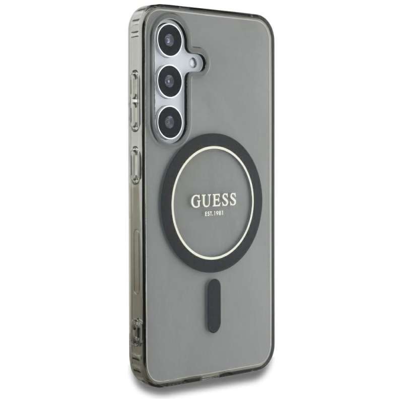 SPOTT-GR GUESS - Δερμάτινη Θήκη για Samsung Galaxy S25 (Glitter Circle Classic Logo MagSafe) - Μαύρη