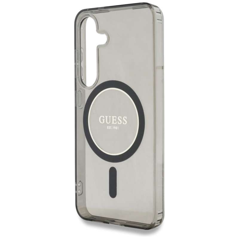SPOTT-GR GUESS - Δερμάτινη Θήκη για Samsung Galaxy S25 (Glitter Circle Classic Logo MagSafe) - Μαύρη