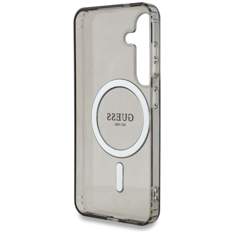 SPOTT-GR GUESS - Δερμάτινη Θήκη για Samsung Galaxy S25 (Glitter Circle Classic Logo MagSafe) - Μαύρη