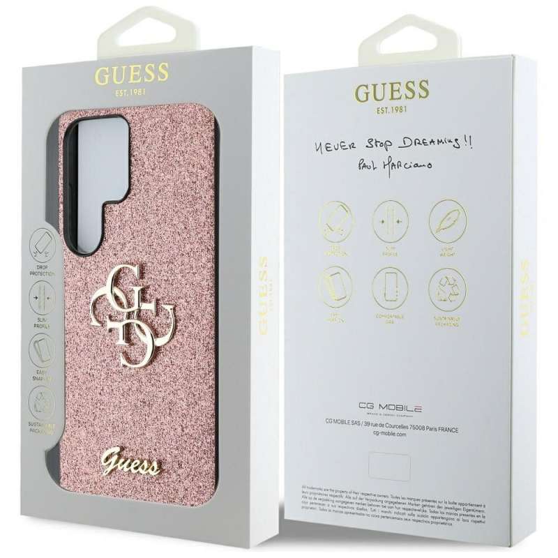 SPOTT-GR GUESS - Δερμάτινη Θήκη για Samsung Galaxy S25 Ultra (Fixed Glitter Big 4G) - Ροζ