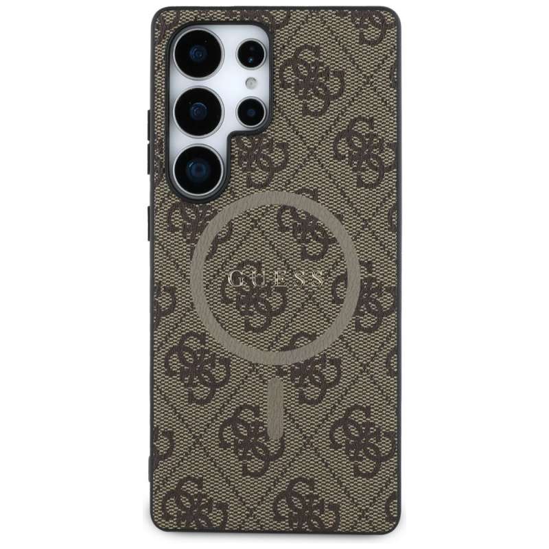 SPOTT-GR GUESS - Δερμάτινη Θήκη για Samsung Galaxy S25 Ultra (Leather 4G Colored Ring Classic Logo MagSafe) - Καφέ