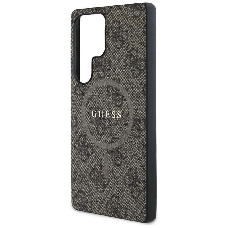 SPOTT-GR GUESS - Δερμάτινη Θήκη για Samsung Galaxy S25 Ultra (Leather 4G Colored Ring Classic Logo MagSafe) - Καφέ