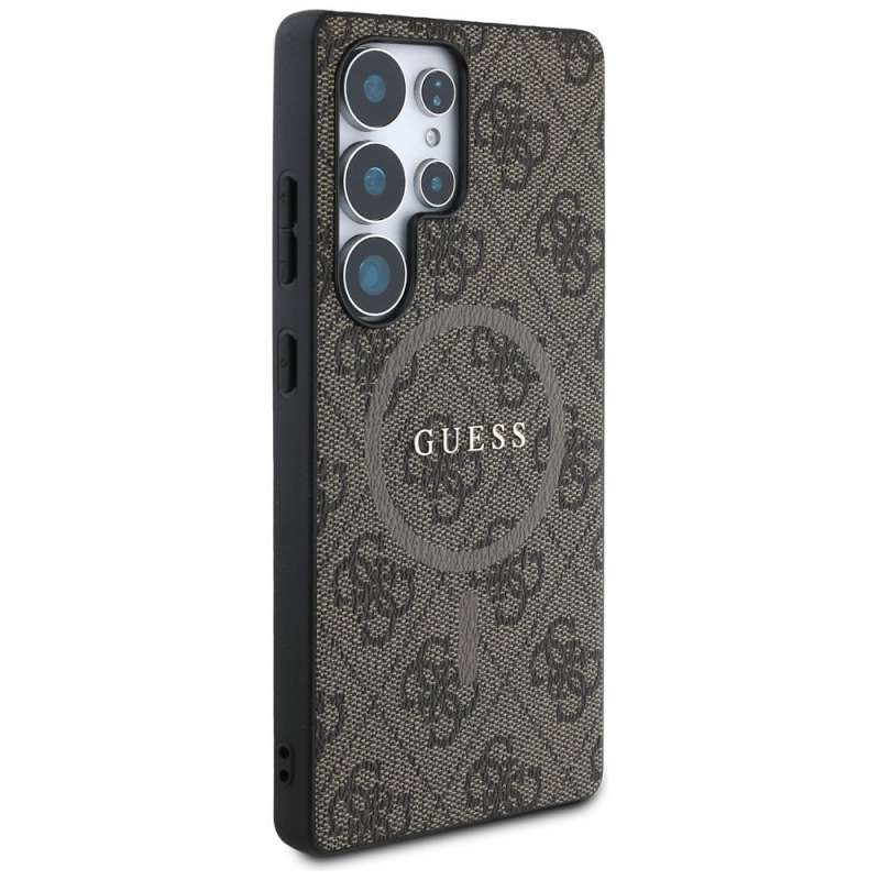 SPOTT-GR GUESS - Δερμάτινη Θήκη για Samsung Galaxy S25 Ultra (Leather 4G Colored Ring Classic Logo MagSafe) - Καφέ