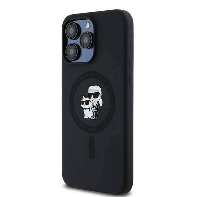 SPOTT-GR Karl Lagerfeld - Θήκη για Apple iPhone 15 Pro Max με Υποστήριξη MagSafe (Silicone KC Body Ring) - Μαύρη