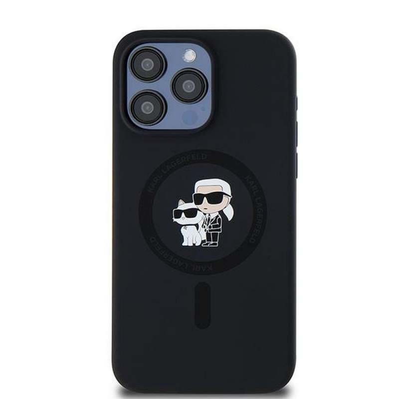 SPOTT-GR Karl Lagerfeld - Θήκη για Apple iPhone 15 Pro Max με Υποστήριξη MagSafe (Silicone KC Body Ring) - Μαύρη